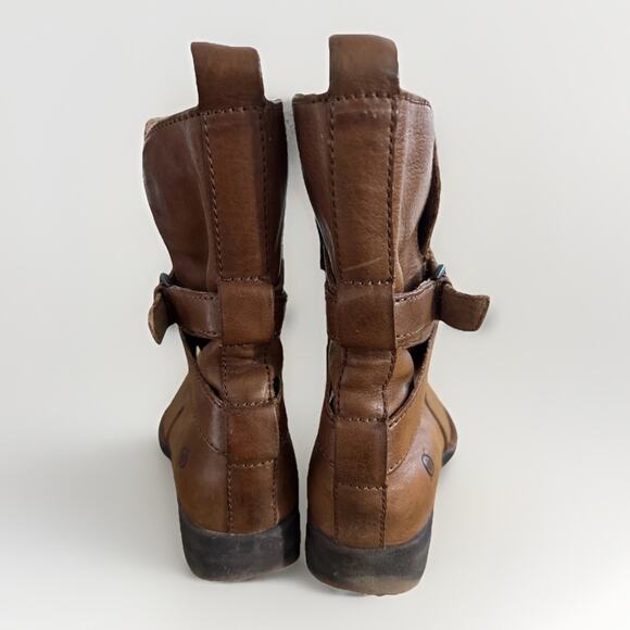 Born Women's 11 M Leandra Distressed Leather Boots Heeled Side Zip Moto Boho - Picture 6 of 9